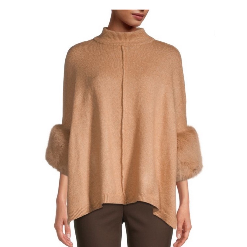 Poncho with Faux Fur Cuffs - no tags but never worn. Excellent condition